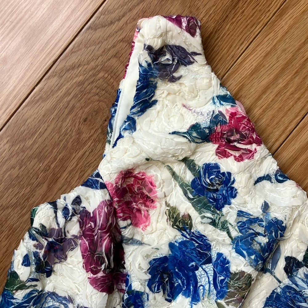 Adrianna Papell textured floral one shoulder  Dress sz 10 - Picture 3 of 10